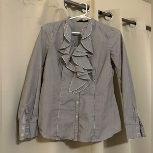 The Limited button down ruffle front blouse